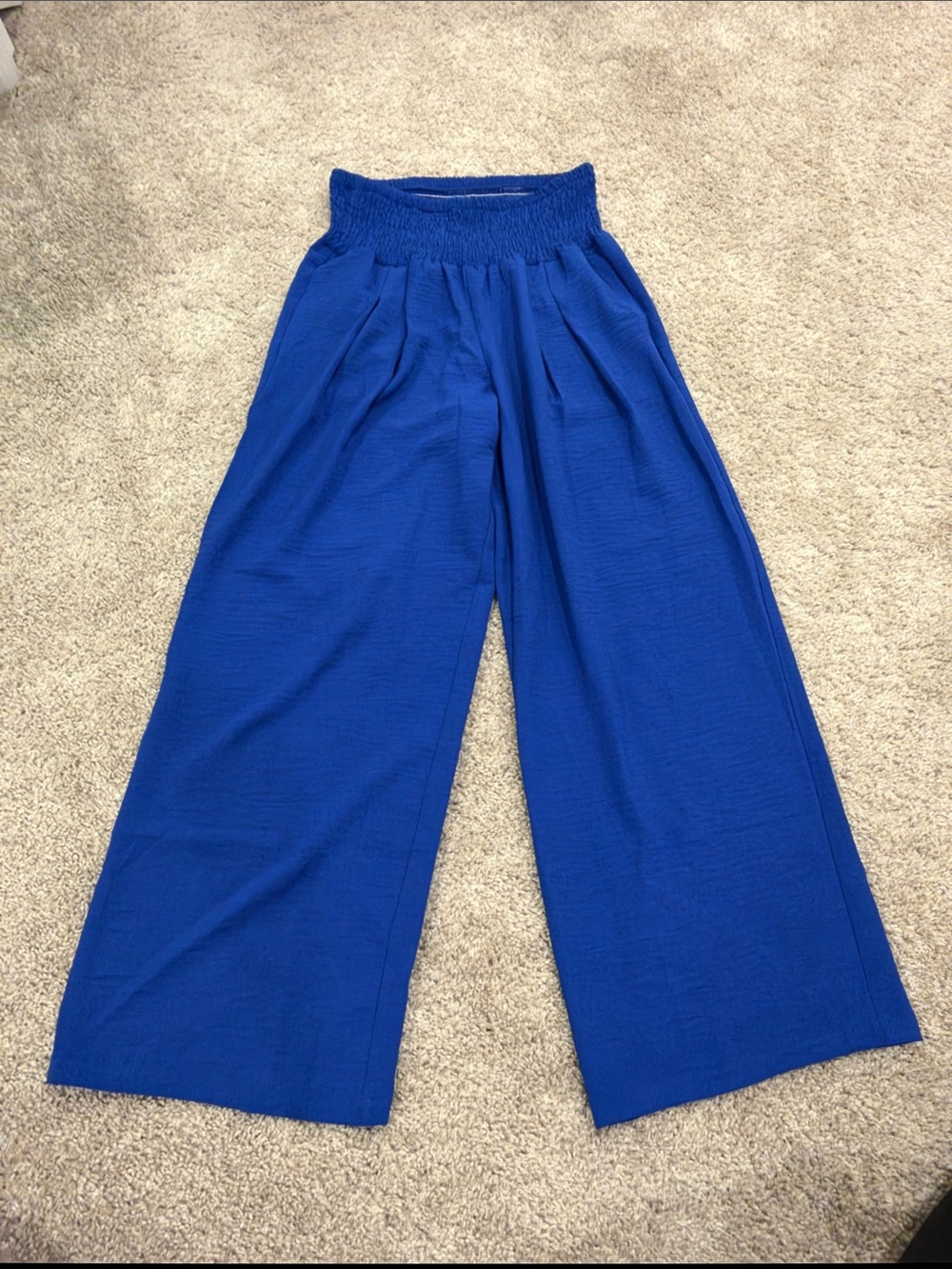 Amazon Wide-Leg Smocked Waist Pants - Royal Blue